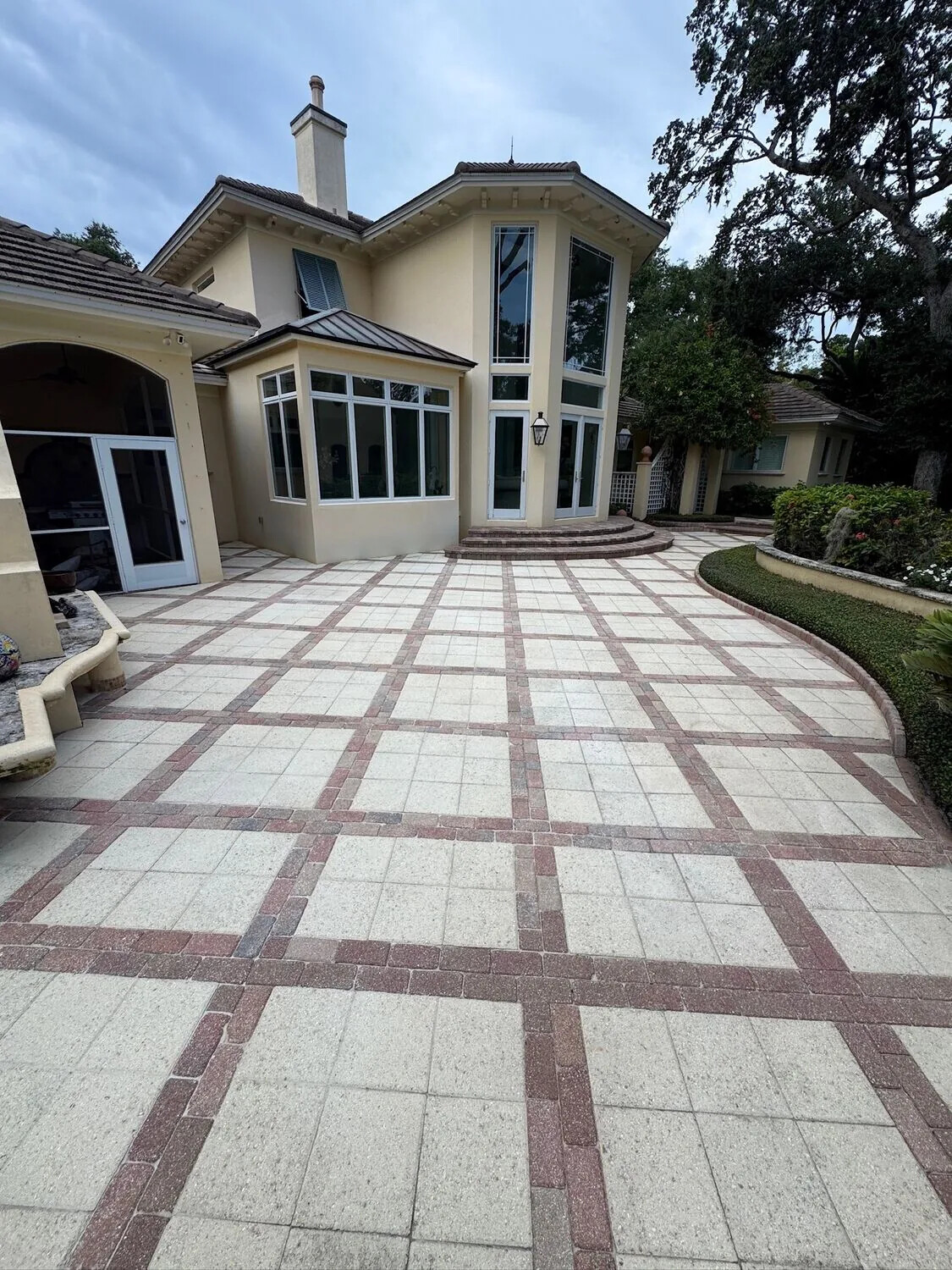 Completed paver driveway on a Rockledge home in Brevard County