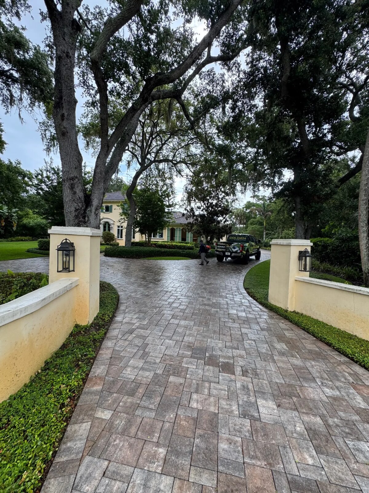 Completed paver driveway on a Palm Bay home in Brevard County