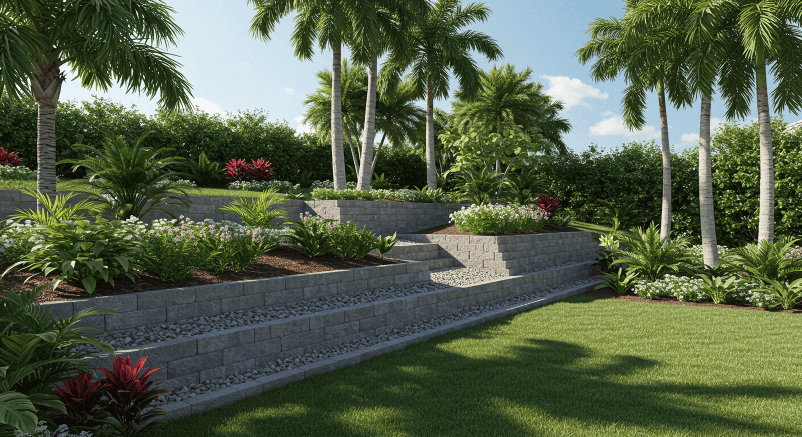 Retaining Walls for Sloped Yards in Florida with Proper Drainage