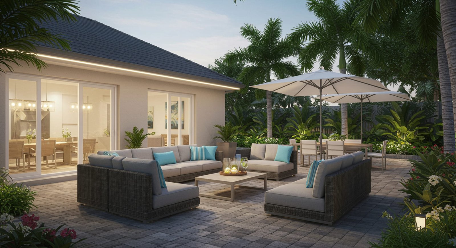 Florida Patio with Stylish Seating and Durable Pavers
