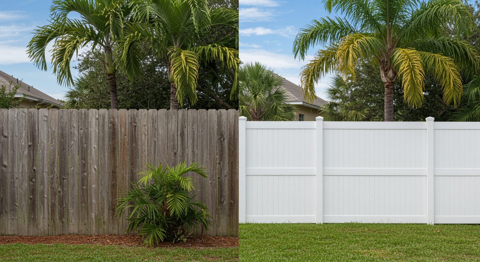Wood vs Vinyl Fence Comparison in Florida — durability test under sun and rain