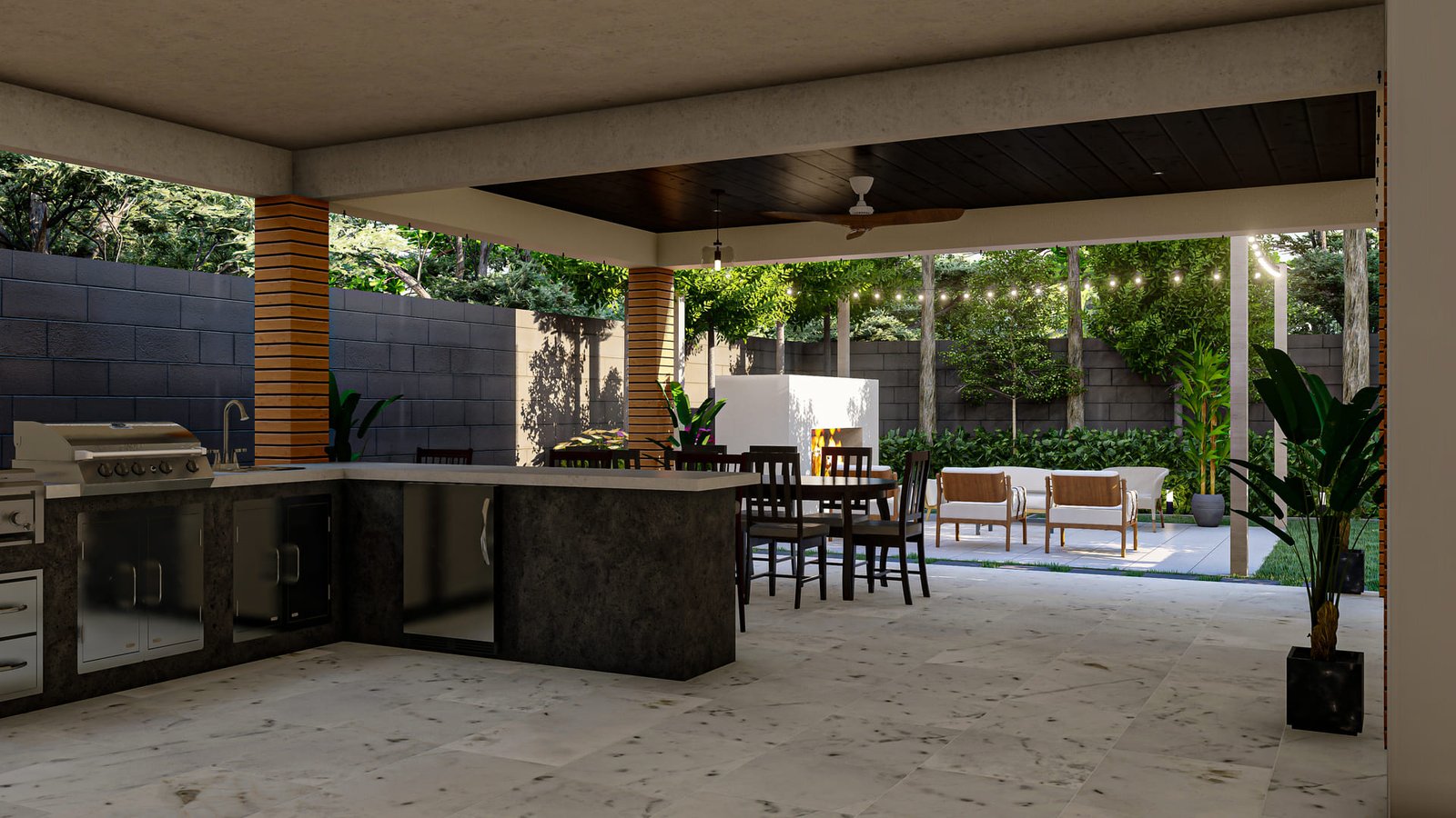 Outdoor patio renovation in Florida with modern concrete patio finish