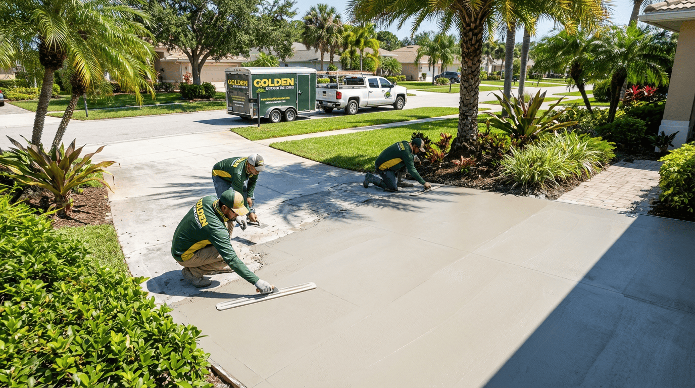 Concrete resurfacing near me in Florida on residential driveway