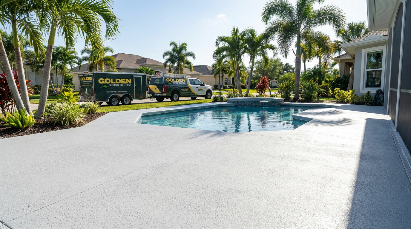 Pool deck repair near me in Florida with smooth and safe concrete surface
