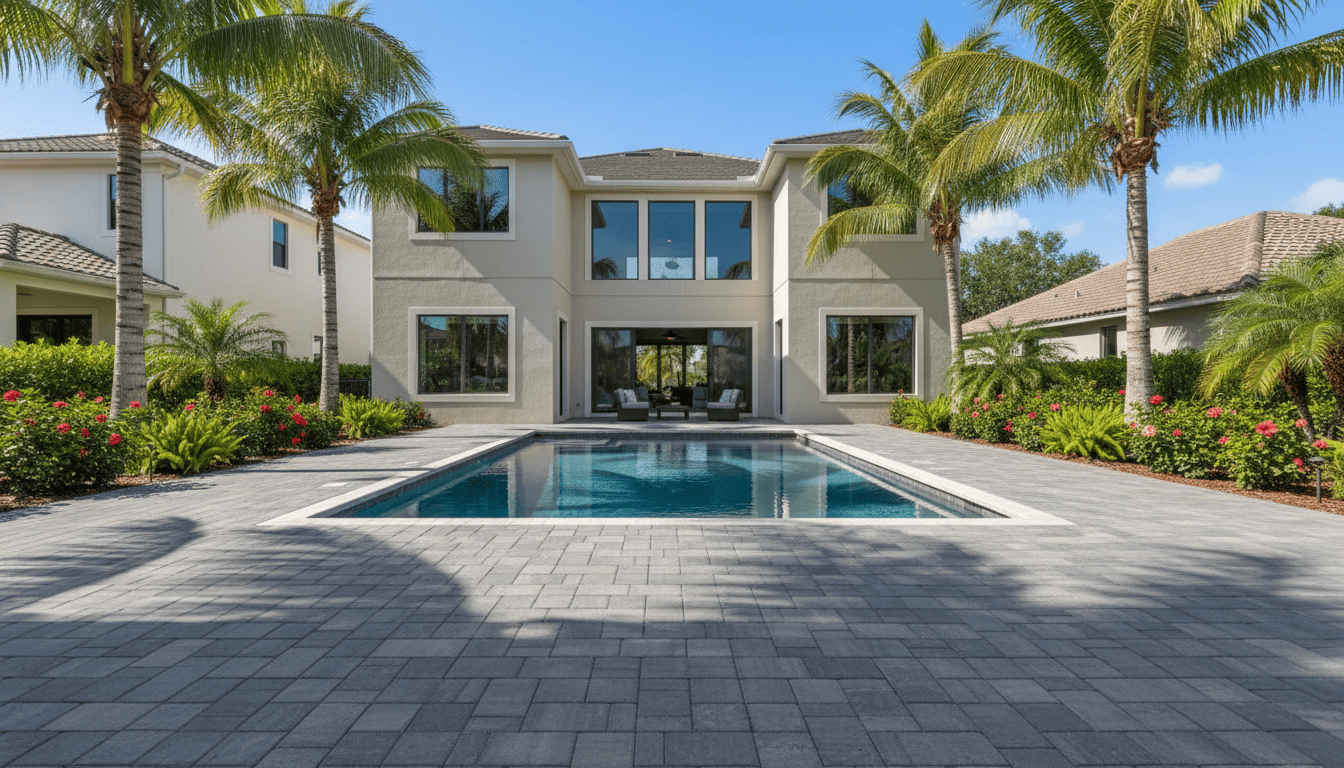 Pool Deck Resurfacing in Florida with smooth modern concrete finish