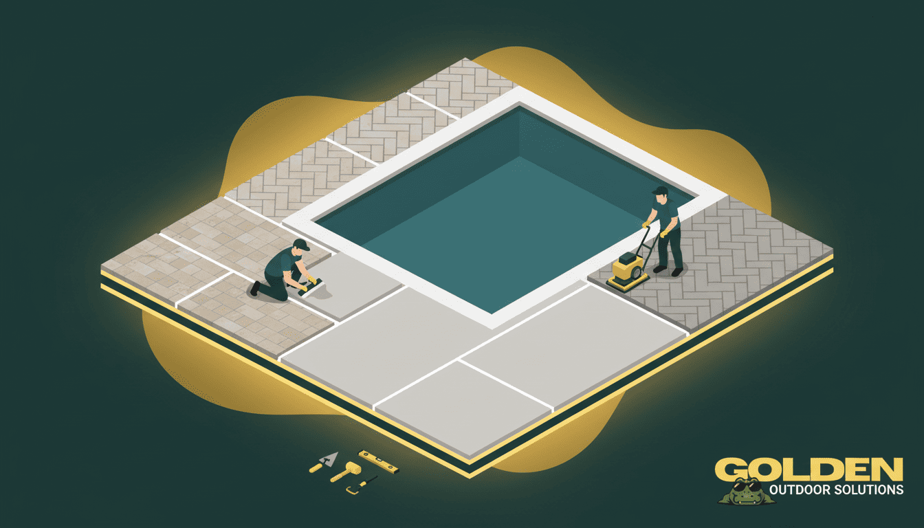 Pool deck surface options in Florida — travertine pavers, Cool Deck overlay, and concrete paver comparison