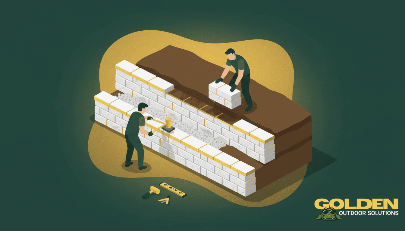 Retaining wall ideas Florida — segmental block retaining wall with stone veneer in a Central Florida residential yard