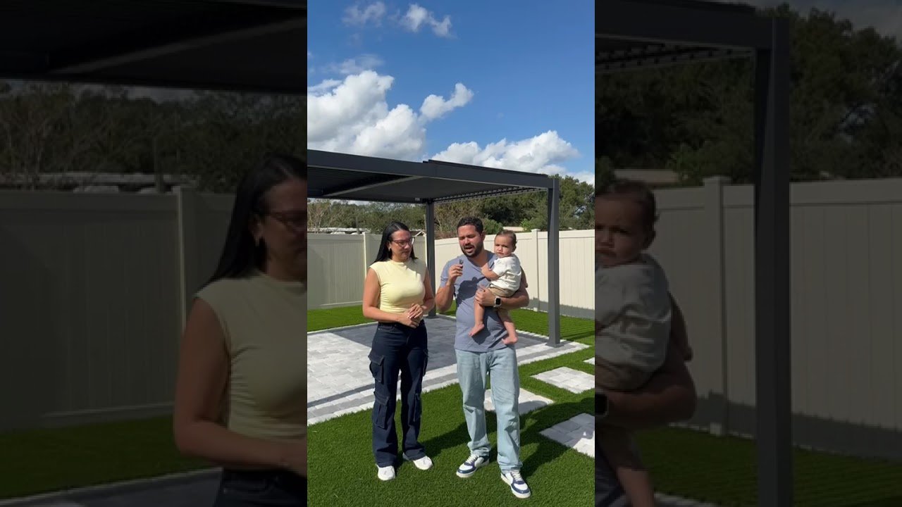 Happy family enjoying their transformed Florida backyard — Golden Outdoor Solutions