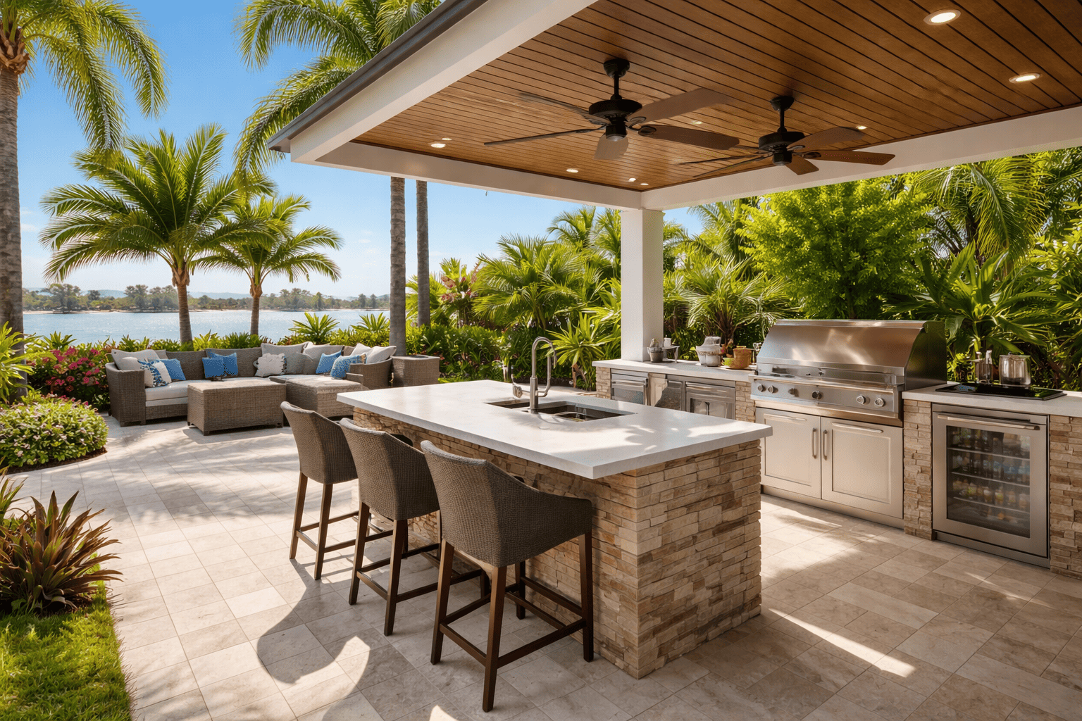 outdoor kitchen cost Brevard County project in Brevard County with a clean premium outdoor residential layout