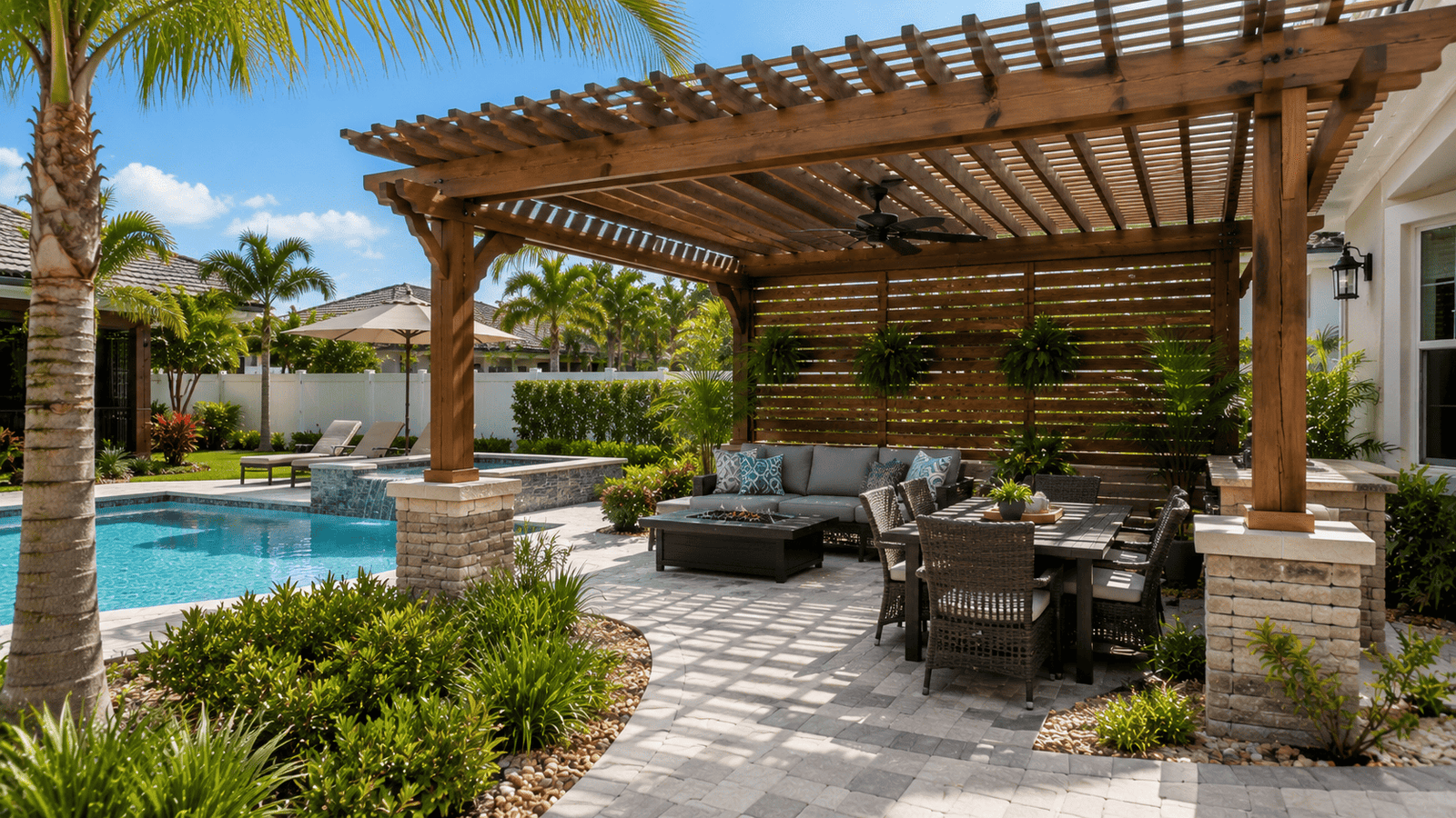 pergola ideas Brevard County project in Brevard County with a clean premium outdoor residential layout