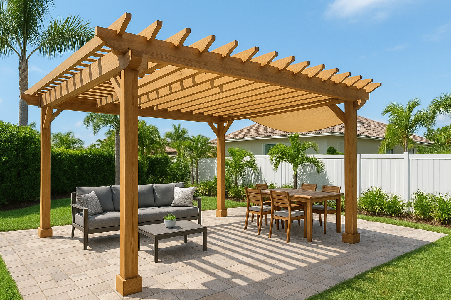 pergola ideas Eau Gallie project in Brevard County with a clean premium outdoor residential layout